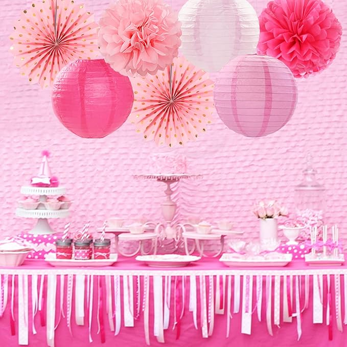 Rose Hot Pink Valentines Day Party Decorations Streamers 14pc Girl