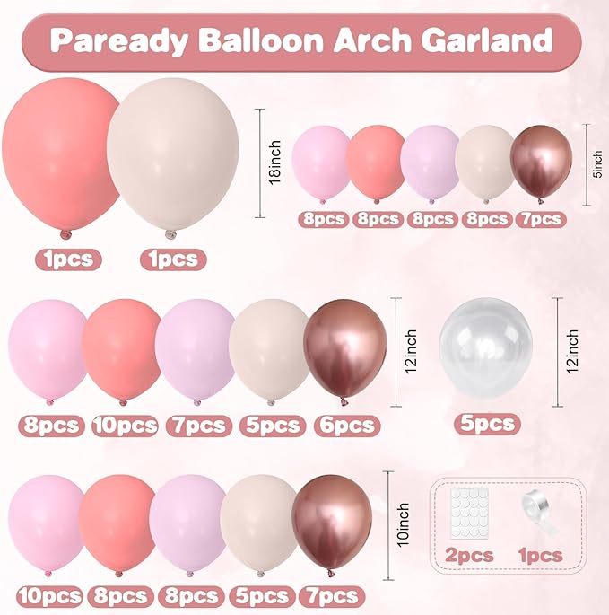 Rose Gold Balloon Arch 120 Pcs Blush Pink Balloon Garland Dusty Pink