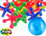 JA-RU Jumbo Jax Toy Set w/Rubber Ball (24 Jax Set) Rainbow Neon Color