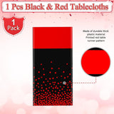 MASHAN 1Pcs Black and Red Tablecloth Party Decorations,Plastic Black