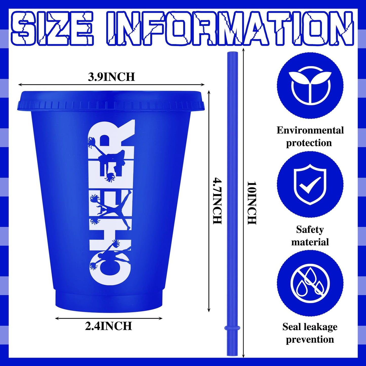 Domensi 20 Pcs Cheer Cup Gift Bulk for Team 16 oz Plastic Ballet Dance