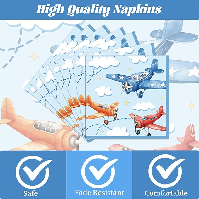 Airplane 1st Birthday Party Decorations 96PCS Time Flis Disposable