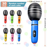 Sumind 30 Pcs Inflatable Microphones 9.4 Inch Blow up Plastic Fake