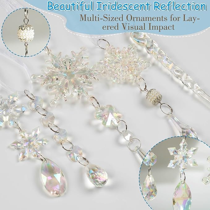 Christmas Tree Decorations Crystal Ornaments - 18pcs Iridescent
