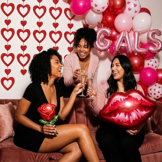 Galentines Day Party Decorations hot pink and pink Balloon Arch