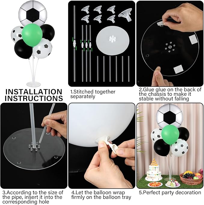Soccer party Balloons Stand Kit 2 Sets with 2 Soccer Foil Balloons
