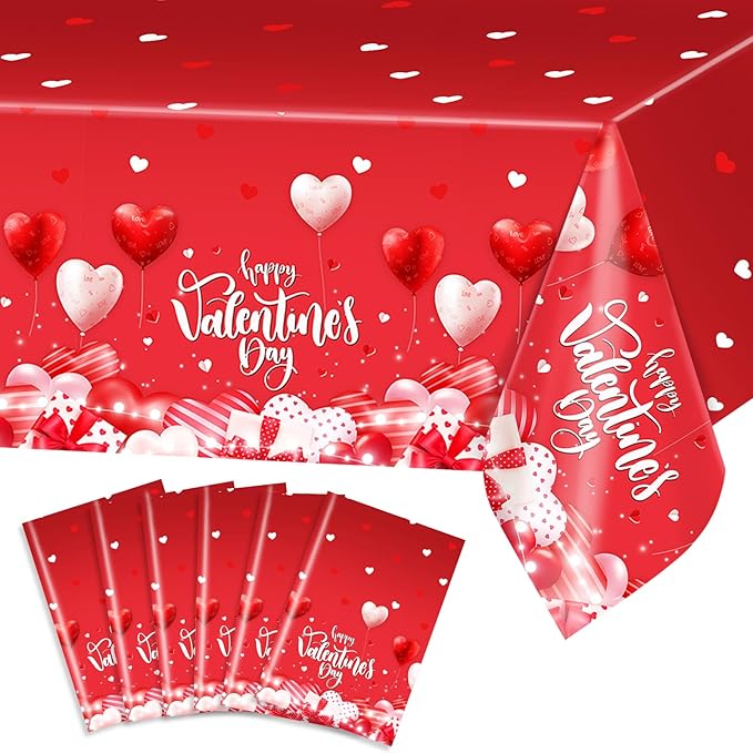 3 pcs Valentines Day Tablecloths Happy Valentines Day Plastic