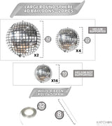KatchOn, Silver Disco Ball Balloons - 32 Inch, Pack of 20 | Shiny