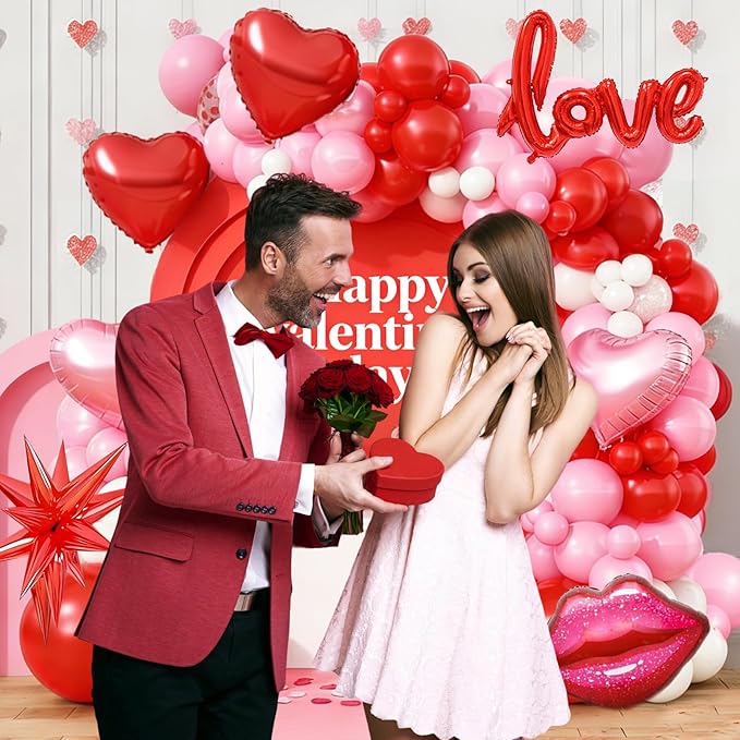 Valentines Day Balloon Arch Garland Kit Red Pink White Balloons with