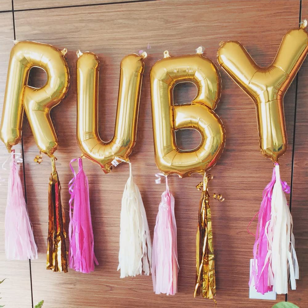 52 Pcs Gold Letter Balloons Foil Alphabet A to Z Balloons Personalized
