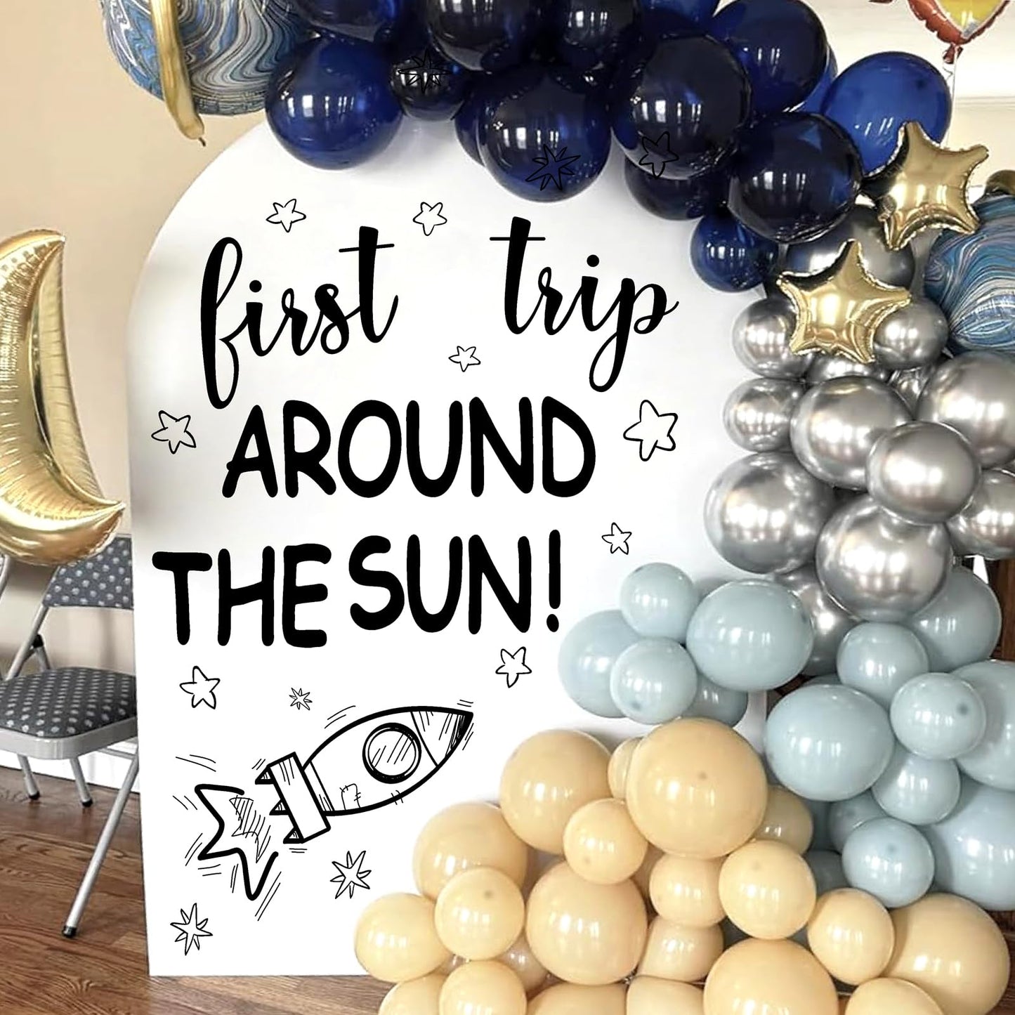 Outer Space First Birthday Party Decorations Sign for Backdrop First