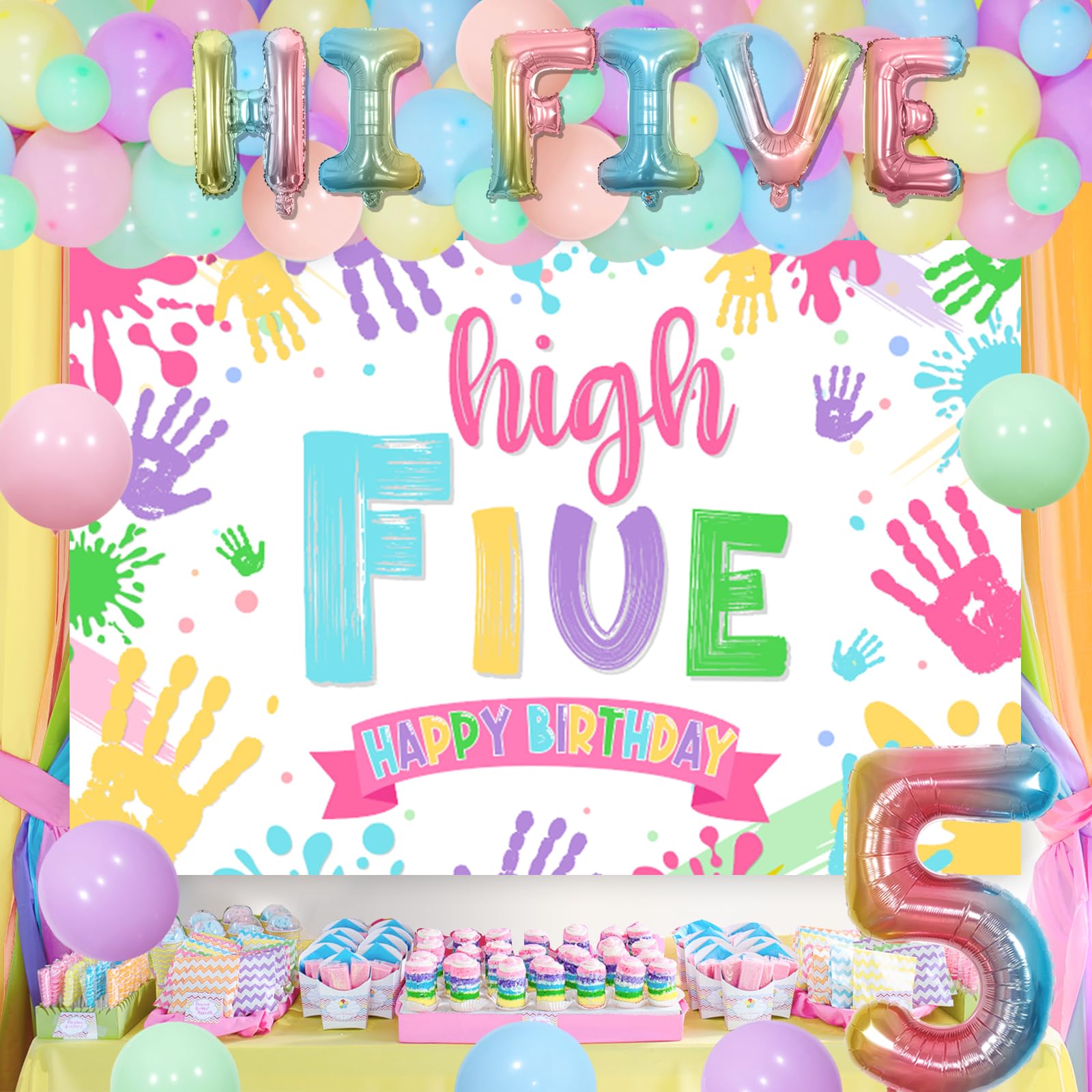 Hi Five Birthday Party Decorations for Girls, 5th Birthday Decorations