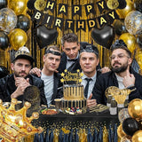 Gold and Black Party Decorations, 279Pcs Birthday Decorations Men