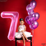 KatchOn, Giant Hot Pink Number 7 Balloon - 40 Inch | Pink 7 Mylar