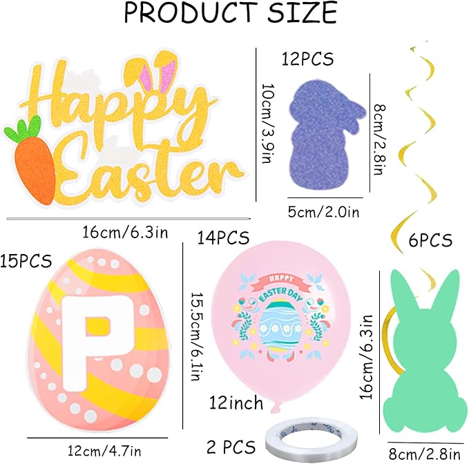50 PCS Easter Party Decorations HAPPY EASTER Decoration Easter Party