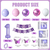 Baby Girl Purple First Birthday Decorations Pink Purple Balloons 40