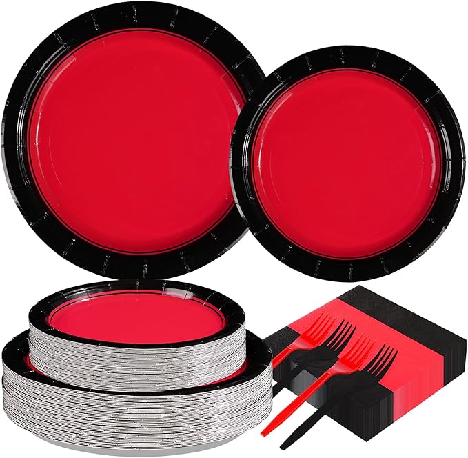 200Pcs Red and Black Party Decorations Valentine's Day Red and Black