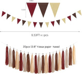 Boho Baby Shower Burgundy Brown Champagne Party Decorations 28pcs