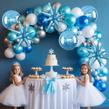6Pcs Blue Foil Balloons,22Inch Light Blue 4D Round Ball Balloon and