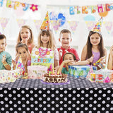 Kesfey 5 Packs Black and White Dots Table Cloth 54x108 Inch Black