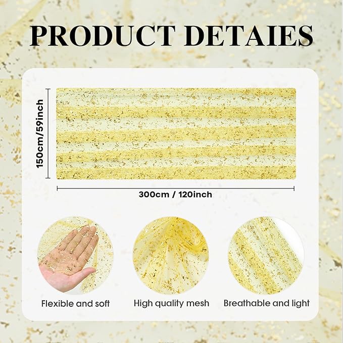Artoid Mode Light Yellow Gold Gauze Table Runner 59x120 Inch 10FT,
