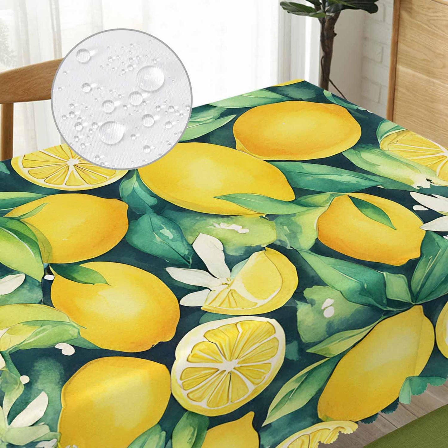 Beabes Lemon Table Cloth Rectangle Table 52"X70", Tropical Lemon