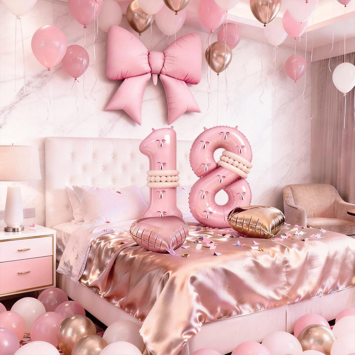 Dusty Pink Balloon Number 18 for 18th Birthday Decorations Girls,
