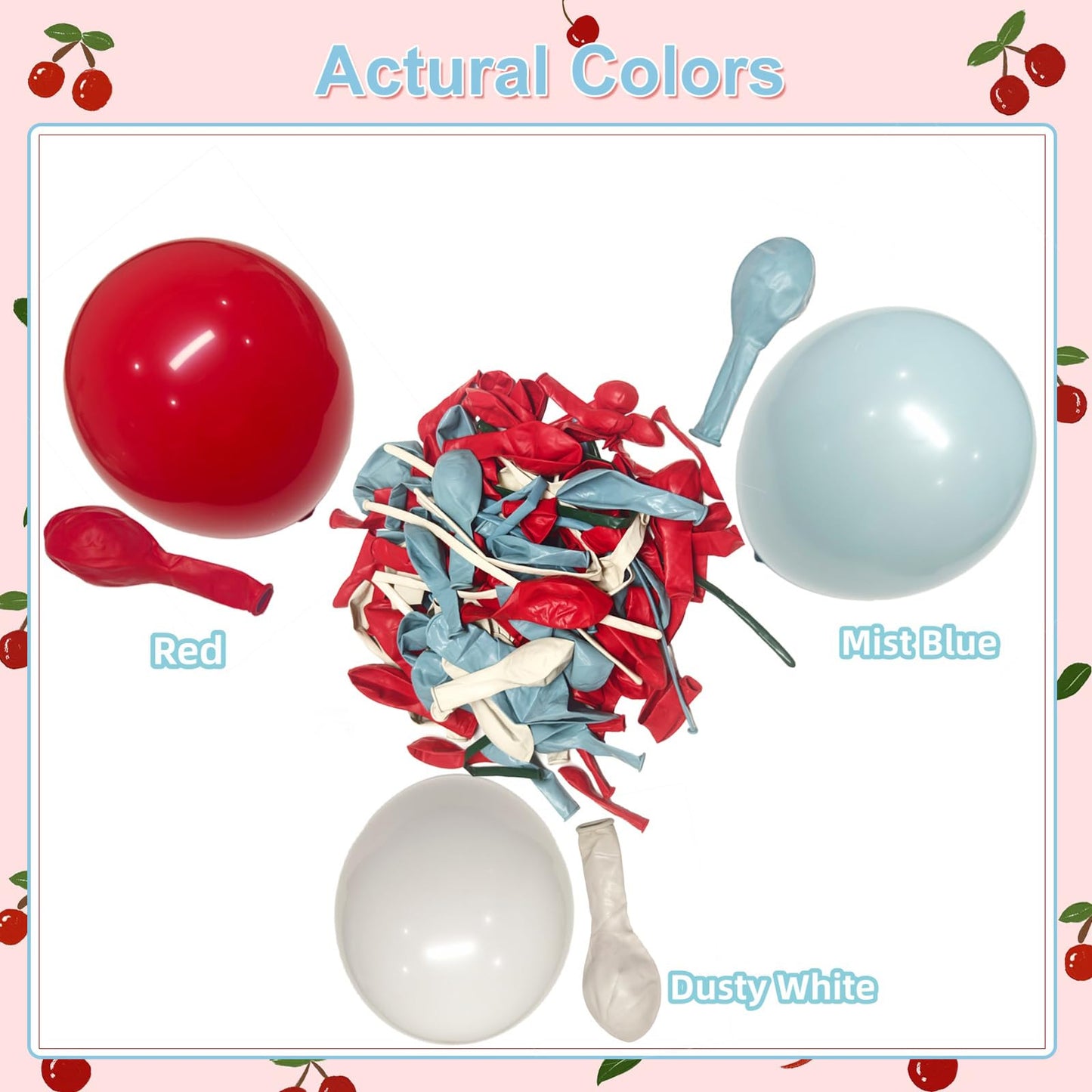 CROSSFINGERS Cherry Red and Blue Balloon Garland Arch Kit,150pcs Bow