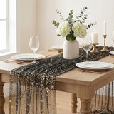 Artoid Mode Black Gold Gauze Table Runner 59x120 Inch 10FT, Glitter