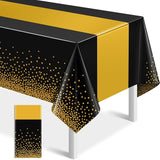 1Pcs Black and Gold Tablecloth Party Decorations,Plastic Black Table