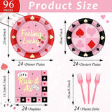 96 Pcs Casino Paper Party Plates and Napkins for Las Vegas Themed