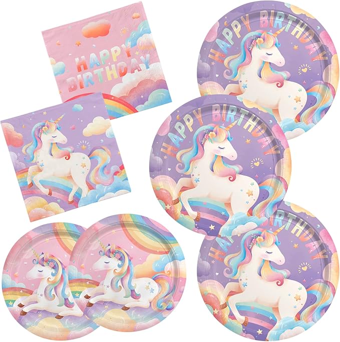 Unicorn Party Supplies Set for 16 Unicorn Birthday Decorations with