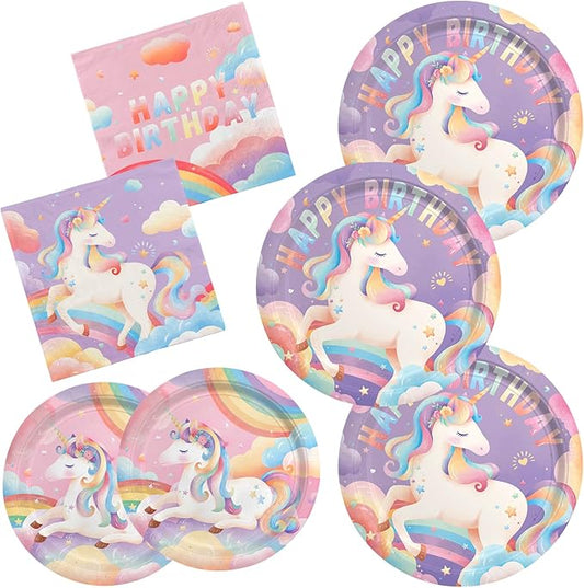 Unicorn Party Supplies Set for 16 Unicorn Birthday Decorations with