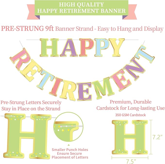 Retirement Party Decorations Kit for Women 17 Piece Elegant Pastel