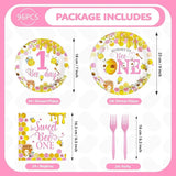 96Pcs Pink Bee 1st Birthday Party Supplies Honey First Bee Girls