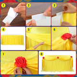 Rose Beauty Princess Party Tablecloth Golden Yellow Tulle Table
