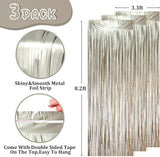 Voircoloria 3 Pack 3.3 x 8.2 ft Matte Champagne Foil Fringe Backdrop
