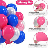Pink Blue White Balloons, 12 Inch Royal Blue Hot Pink Fuchsia Pearl