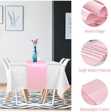 8Pack Disposable Plastic Tablecloths and Satin Table Runner Set White