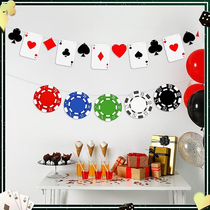 Sherr Poker Theme Party Decorations 10 ft Pre-Strung Poker Birthday