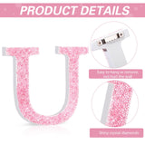 Qunclay Pink Crystal Diamond Letter Wall Decor, Glitter Wooden Bling