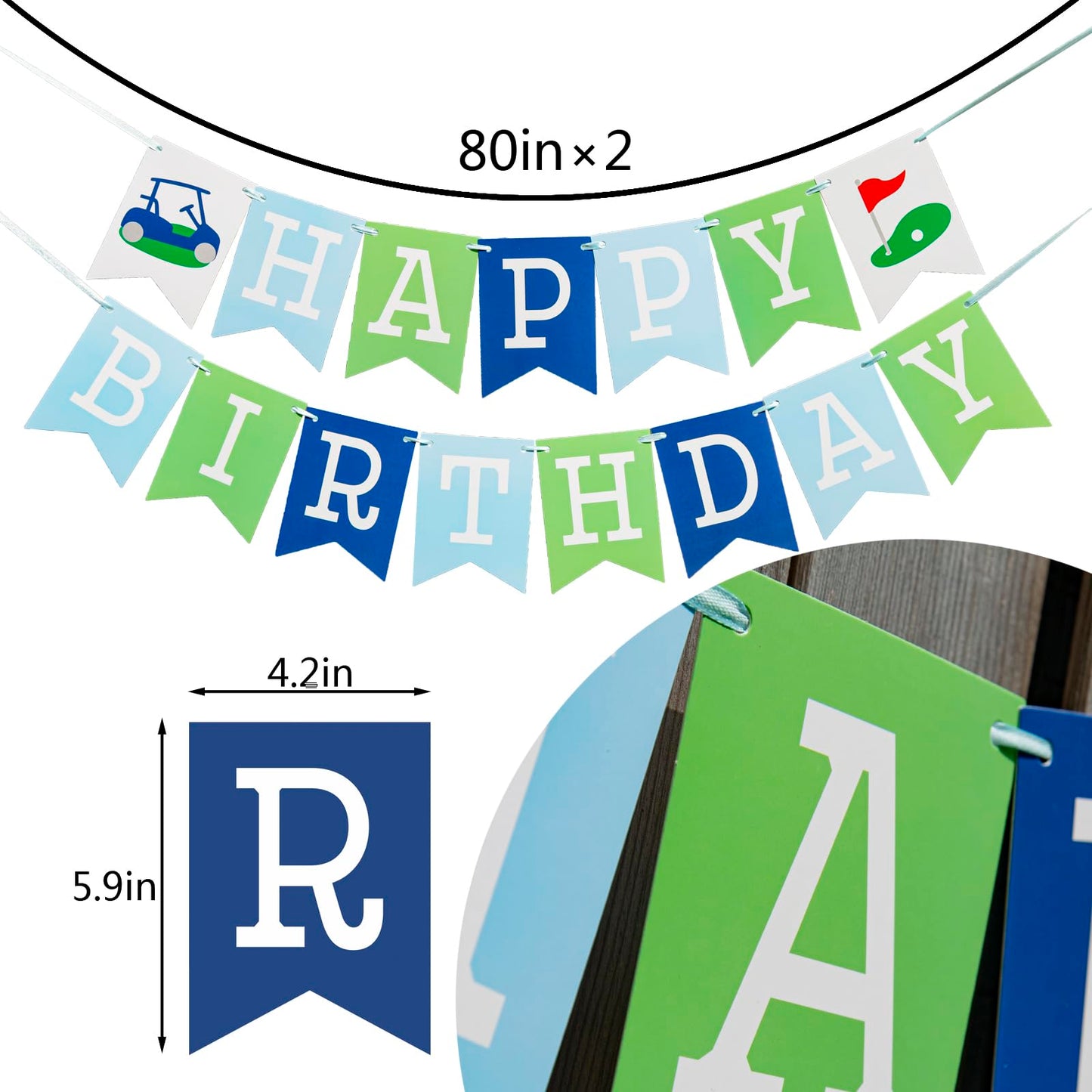 Golf Happy Birthday Banner - Happy Birthday Decorations, Golf Themed
