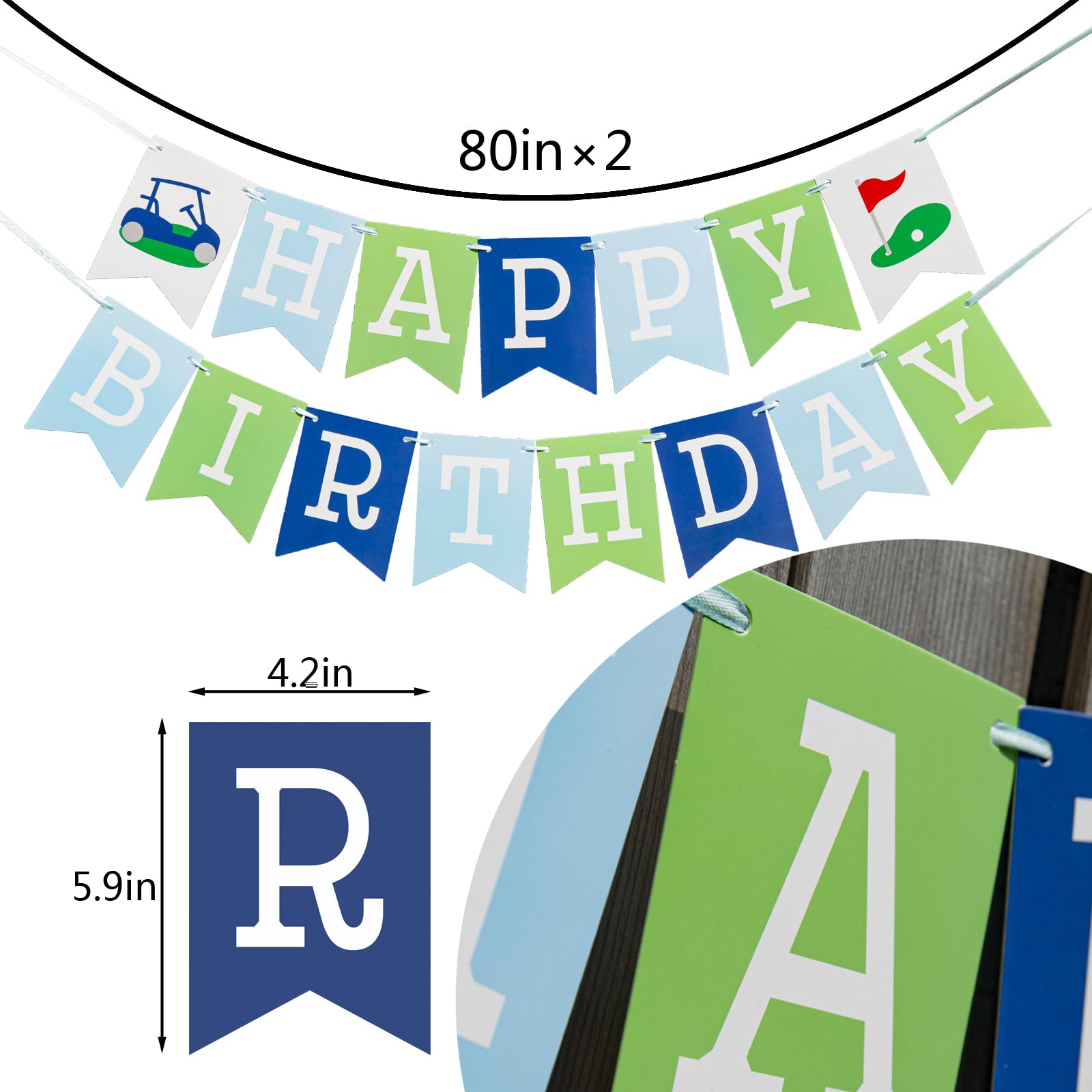 Golf Happy Birthday Banner - Happy Birthday Decorations, Golf Themed
