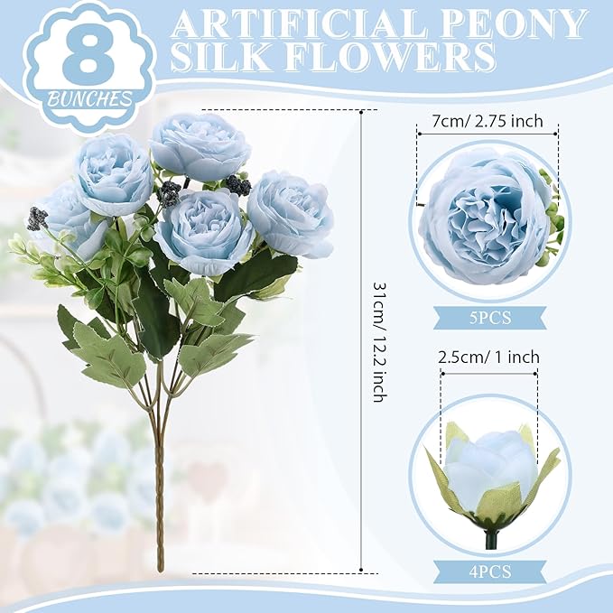 8 Bundles Artificial Peonies Flowers Boho Faux Flowers Arrangements #1
