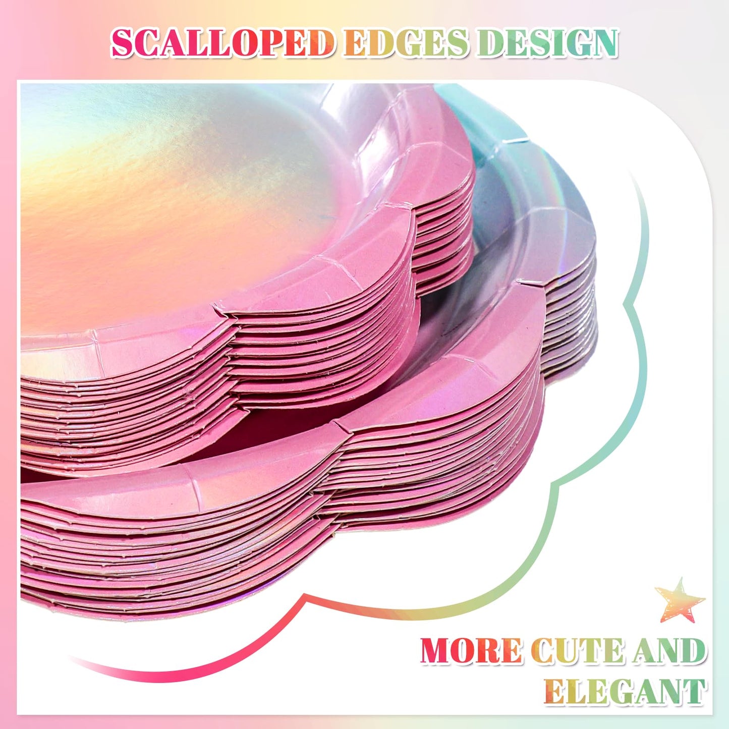 NatNarr 200 Pcs Iridescent Pastel Party Supplies Decorations, 25 Guest