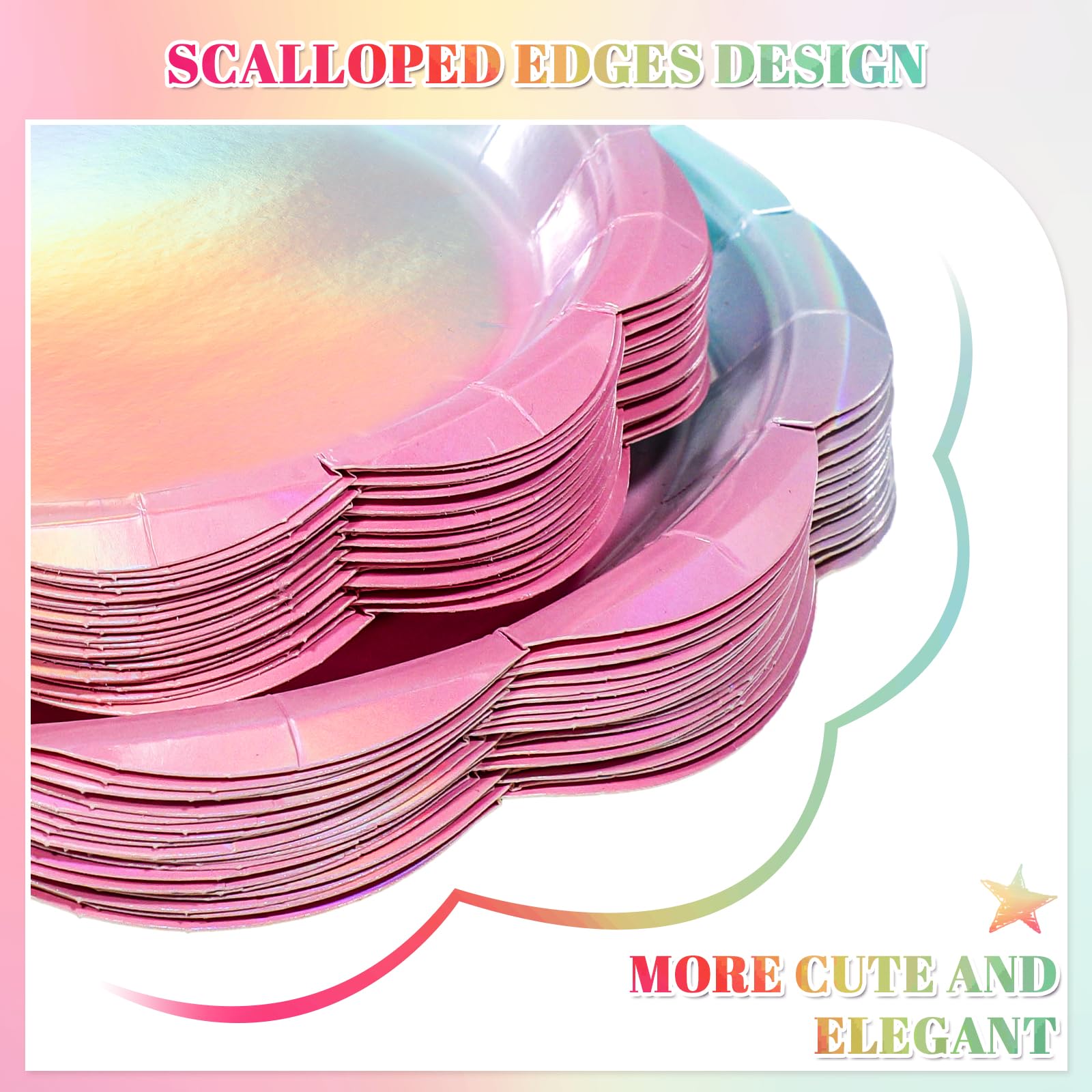 NatNarr 200 Pcs Iridescent Pastel Party Supplies Decorations, 25 Guest