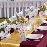 Breling 8 Pack Burgundy and Gold Disposable Plastic Tablecloths and