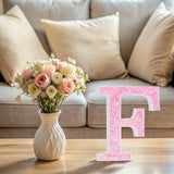Qunclay Pink Crystal Diamond Letter Wall Decor, Glitter Wooden Bling