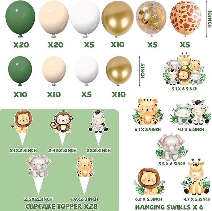 Safari Baby Shower Decorations 262pcs Wild Birthday Decorations