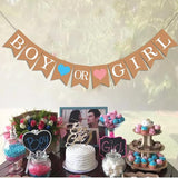 Boy or Girl Banner He or She Baby Gender Sign for Party Decorations